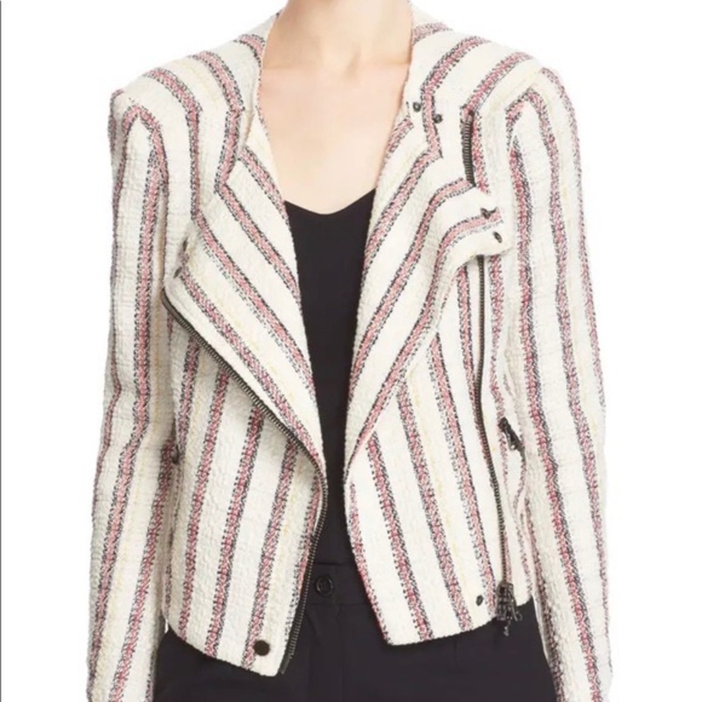 Veronica Beard Striped Jacket - Cream, Black, Red